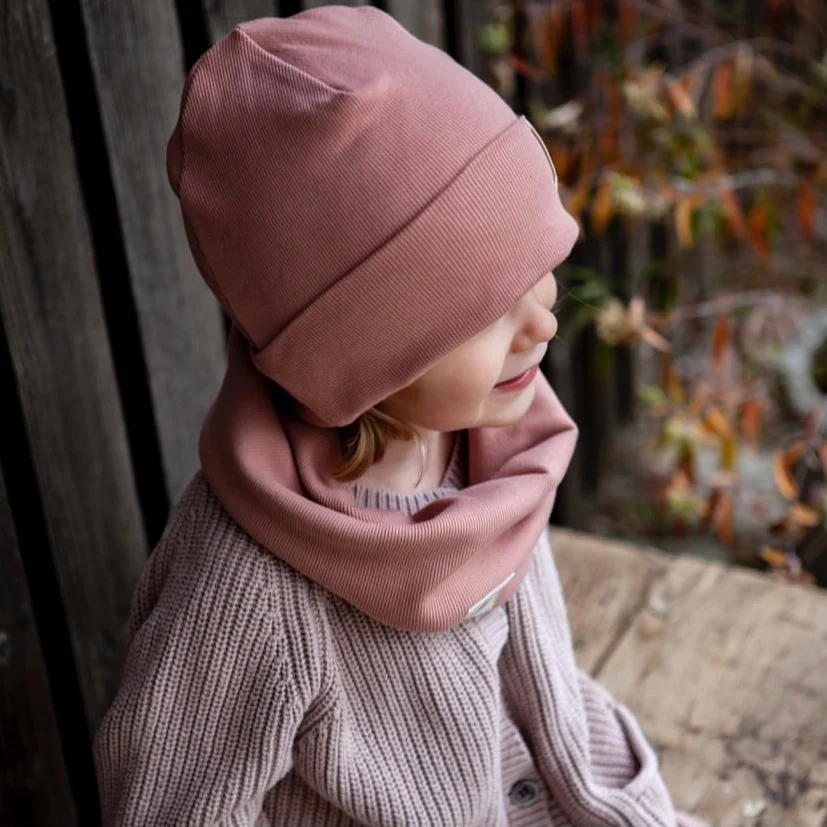 Organic Rib Beanie - Dusty Rose - Image 3