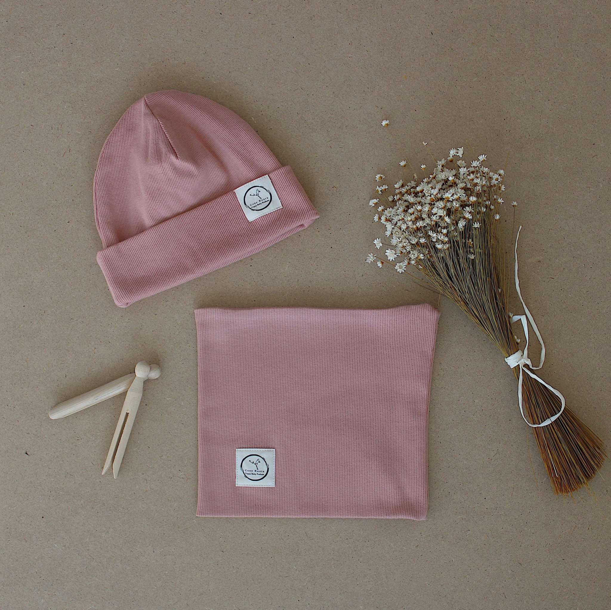 Organic Rib Beanie - Dusty Rose - Image 7