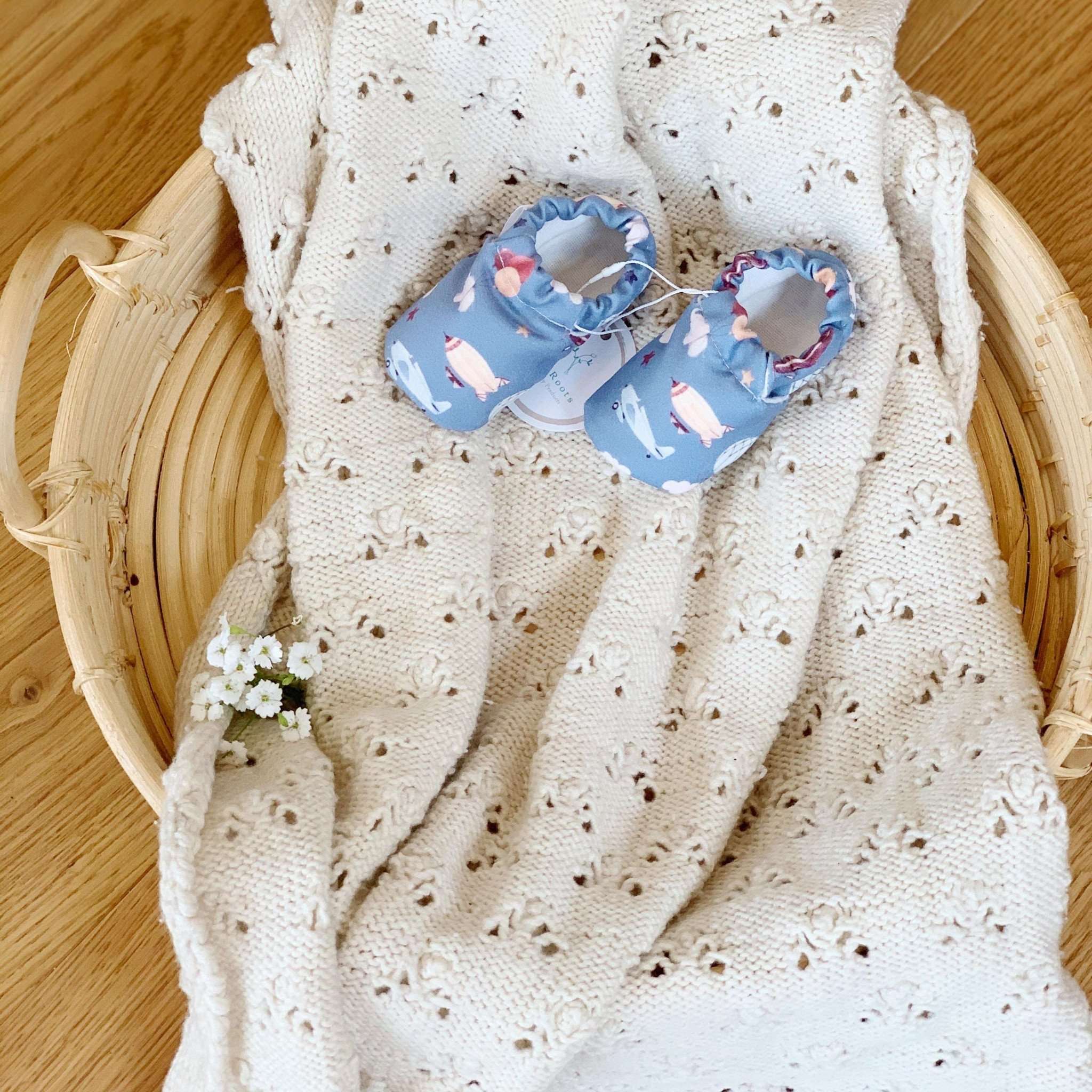 Vegan Newborn Shoes - Dreaming Elephant - S A L E (Size 17)