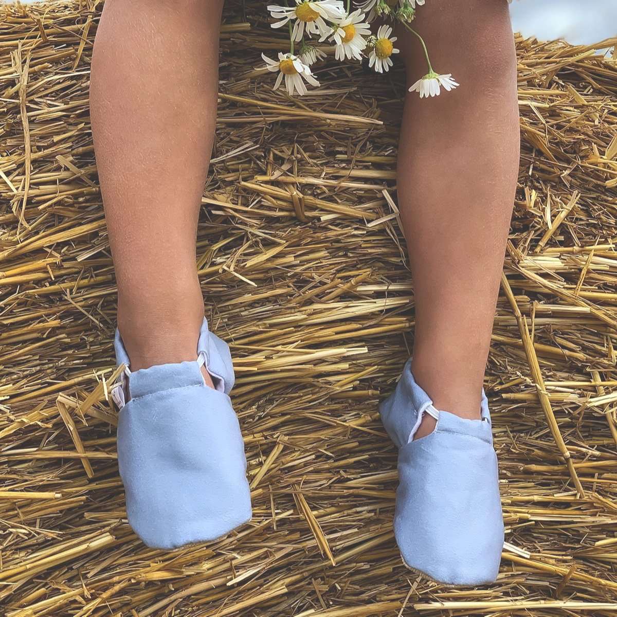 Vegan Newborn Shoes - Light Blue - S A L E (Size 17)