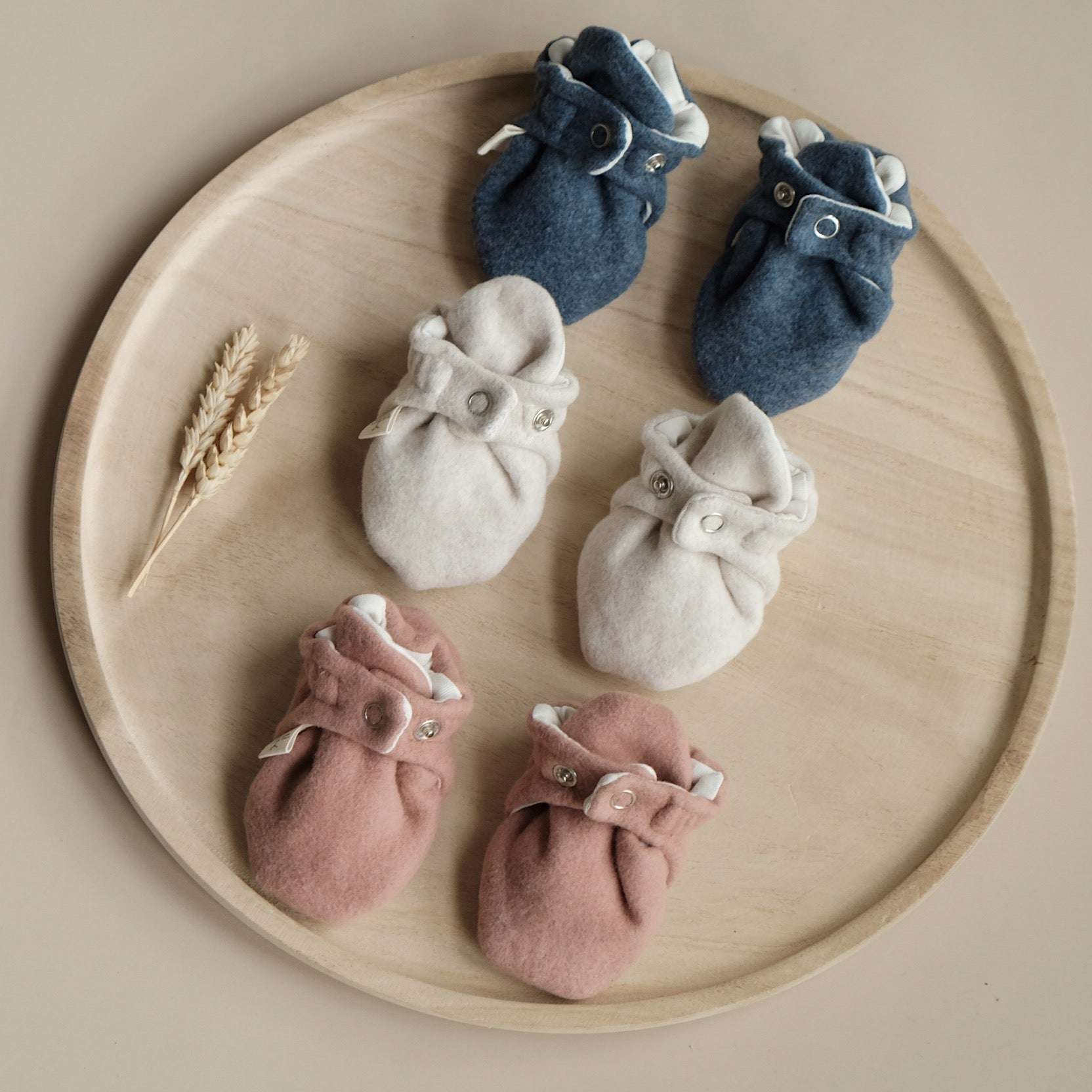Organic Fleece Booties - Blue Melange - SALE - Image 6