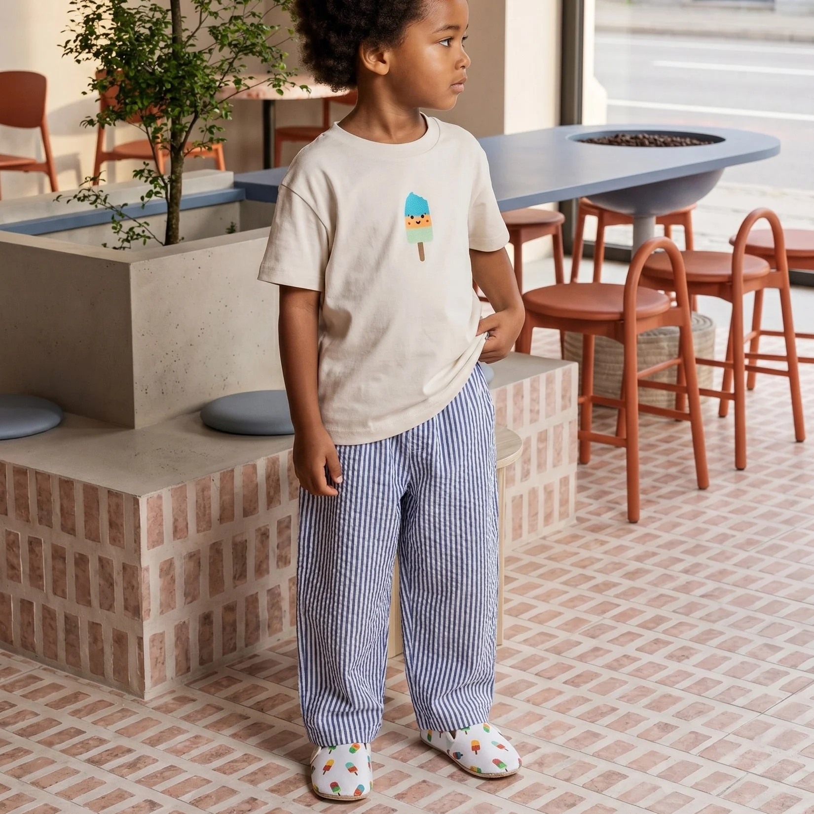 Organic Lounge Pants - Navy Striped - Image 12