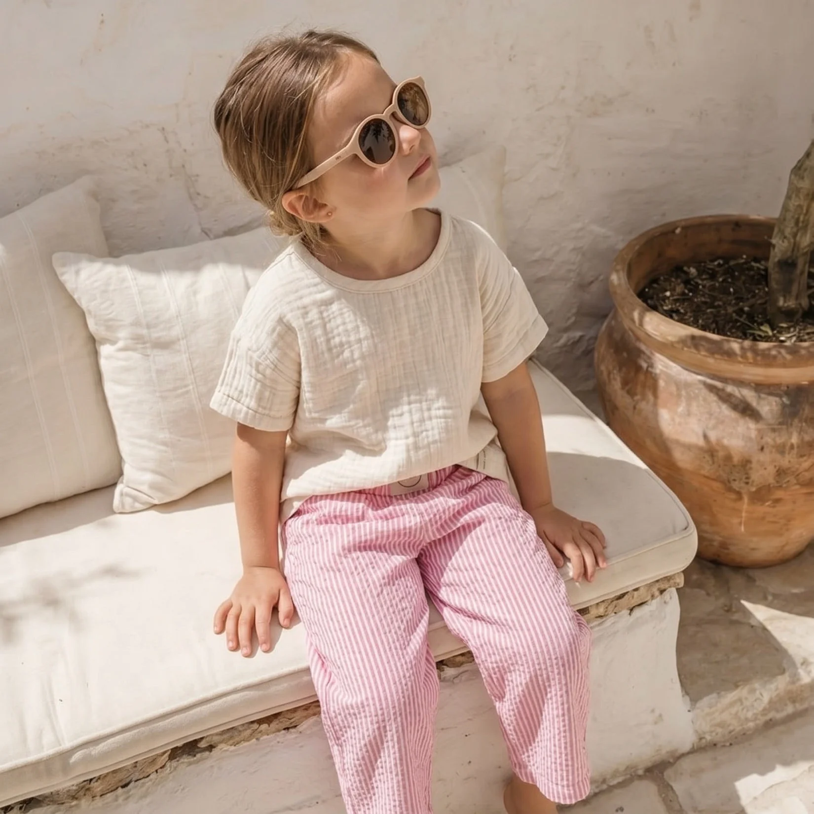 Organic Lounge Pants - Pink Striped - Image 3