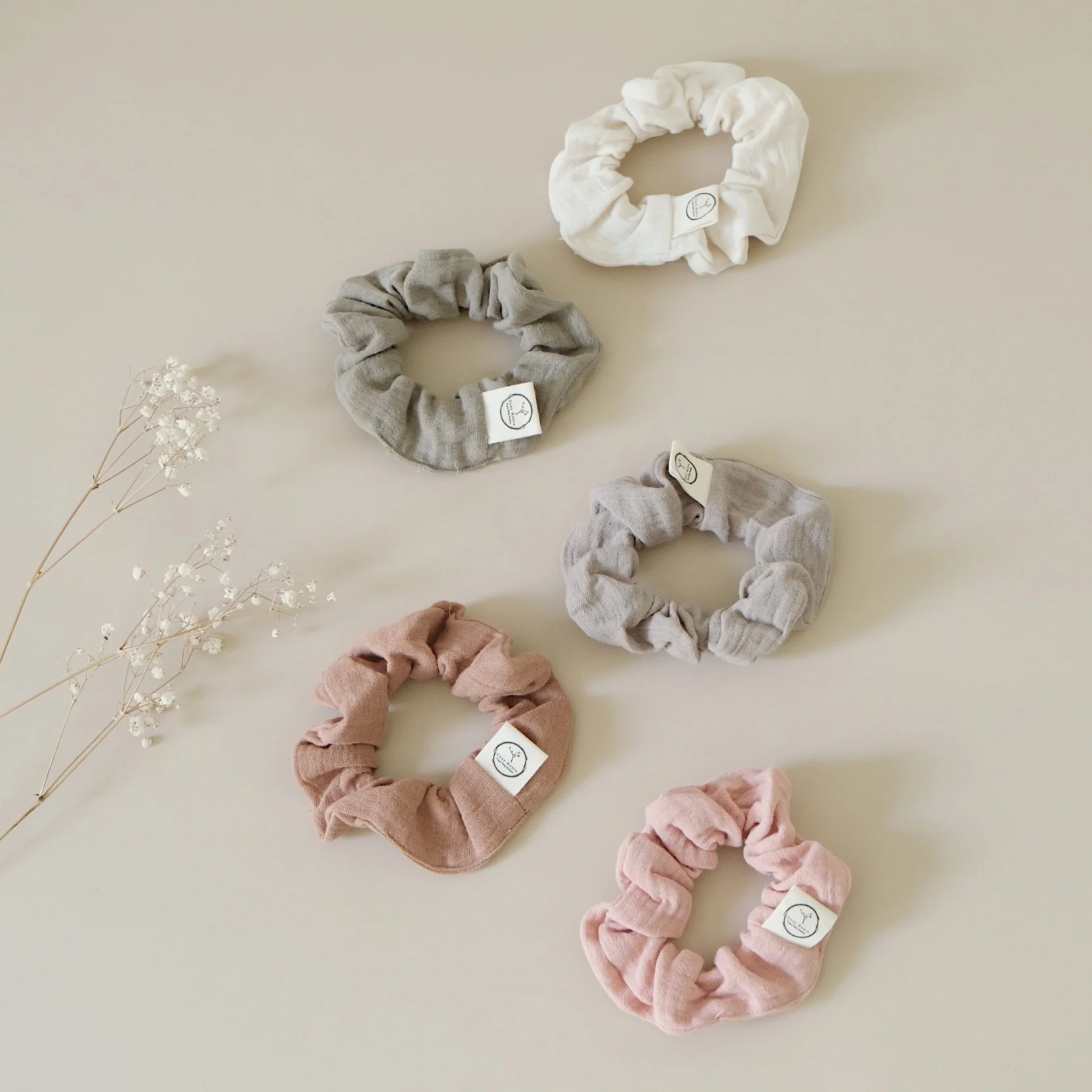 Organic Muslin Scrunchies - Dusty Rose/Caramel - SALE - Image 6