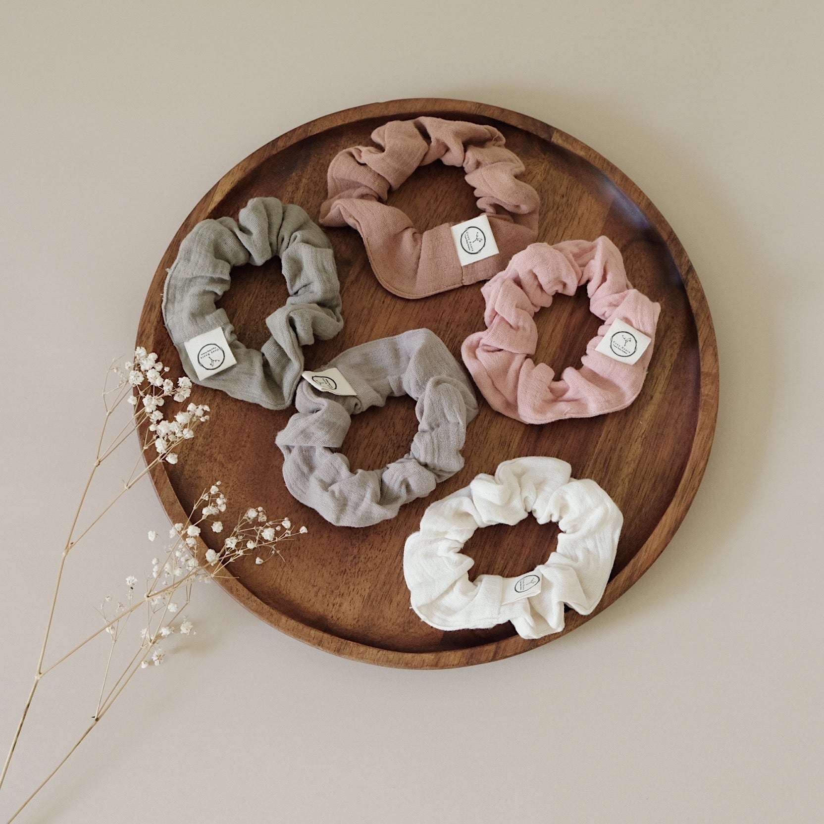 Organic Muslin Scrunchies - Khaki/Sand - SALE - Image 6