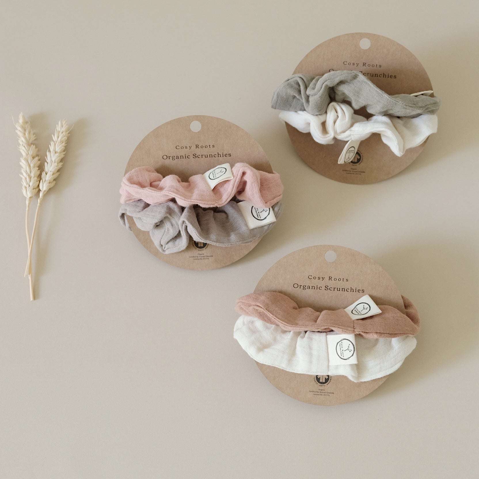 Organic Muslin Scrunchies - Khaki/Sand - SALE - Image 8