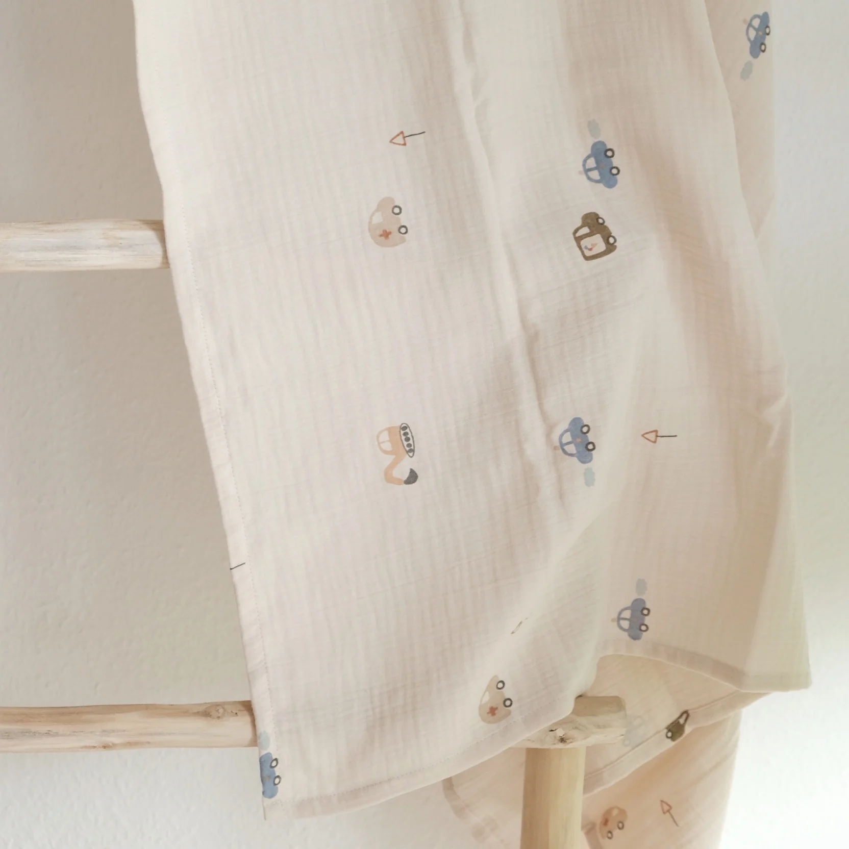 Organic Muslin Swaddle - Little Driver - 120x120cm - SALE - Image 6