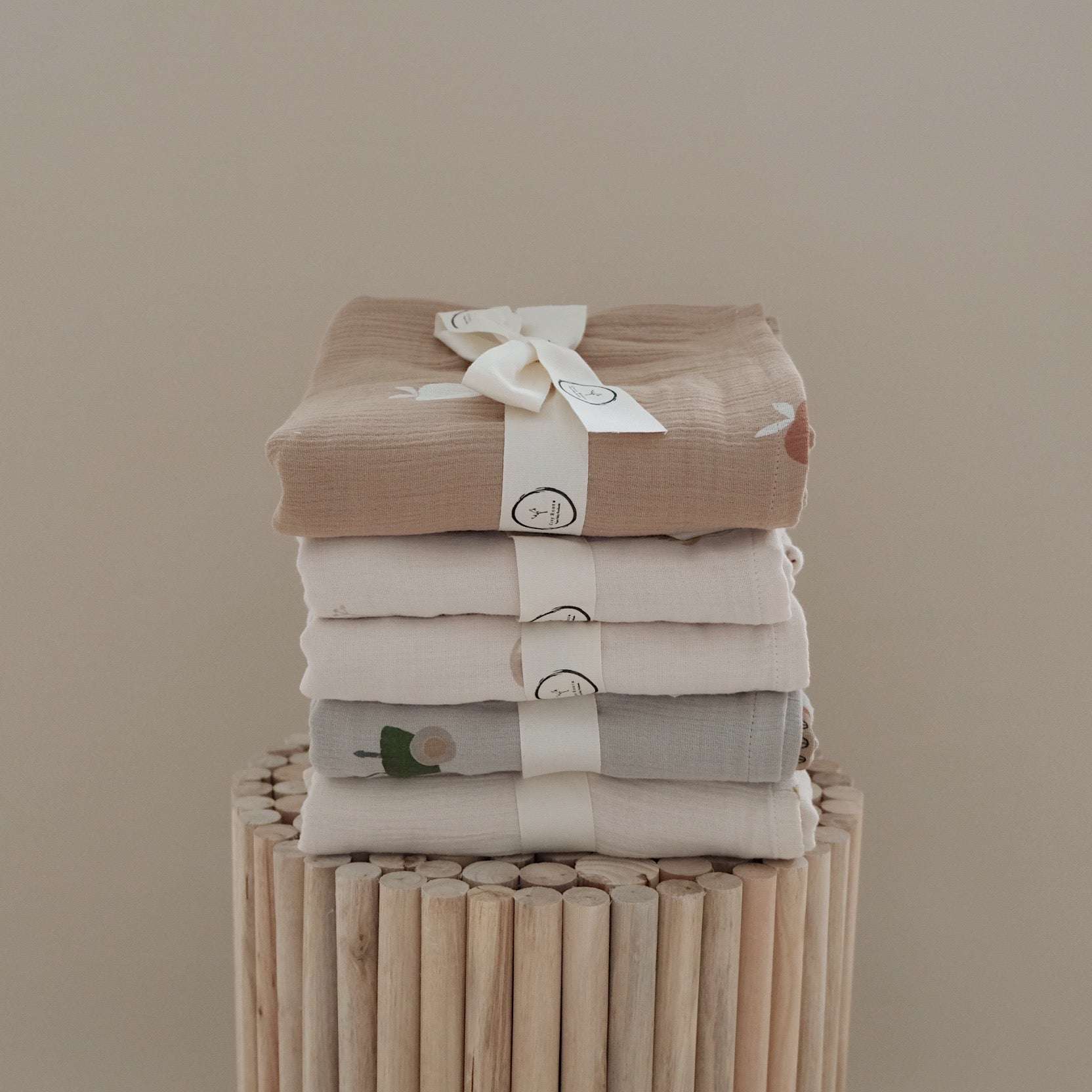 Organic Muslin Swaddle Set - Pure Lemon/Khaki - SALE - Image 8