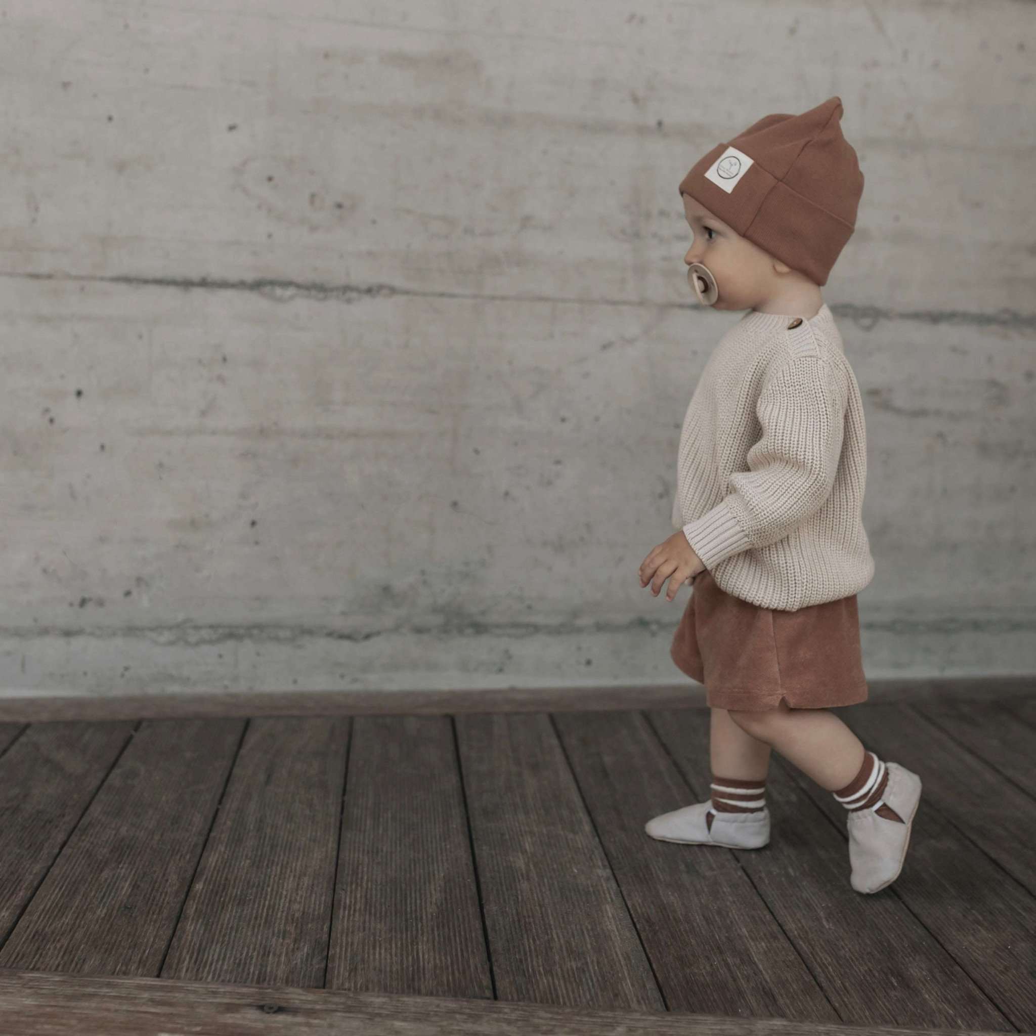 Organic Rib Beanie - Walnut - S A L E - Image 4