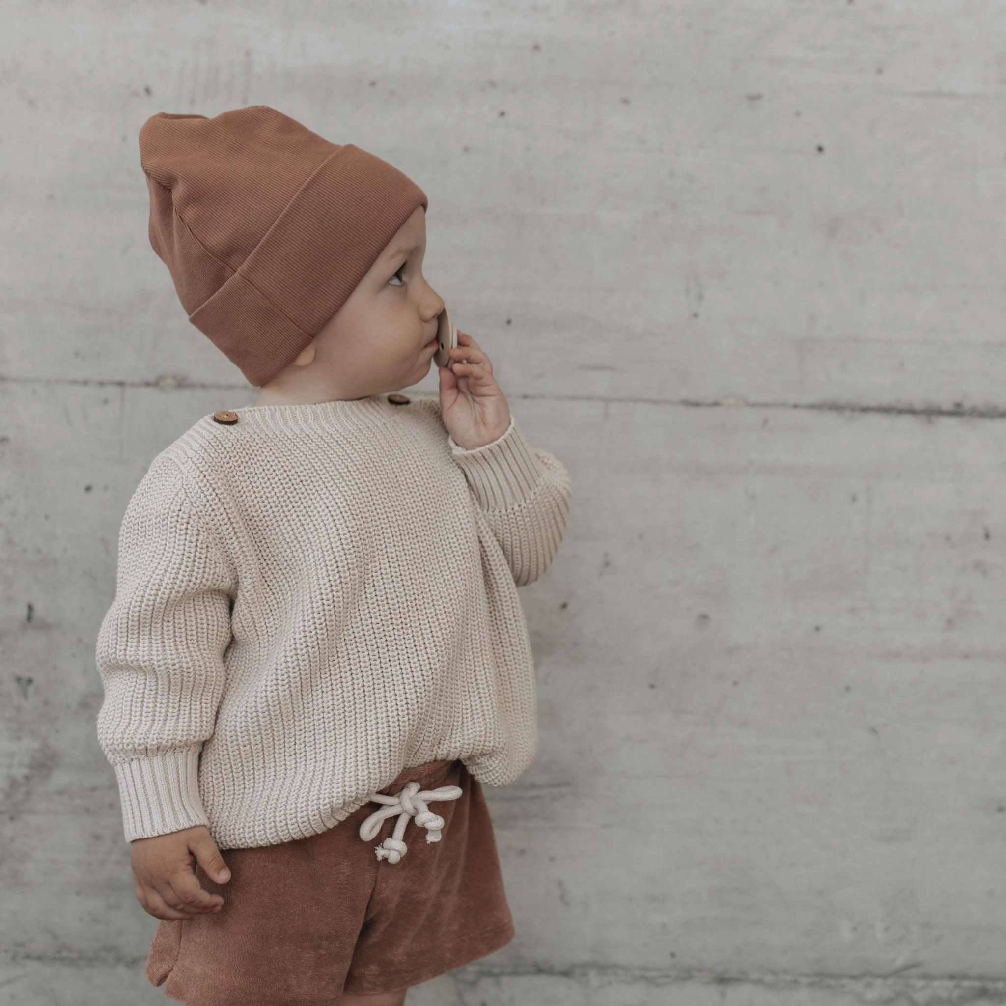Organic Rib Beanie - Walnut - S A L E - Image 6