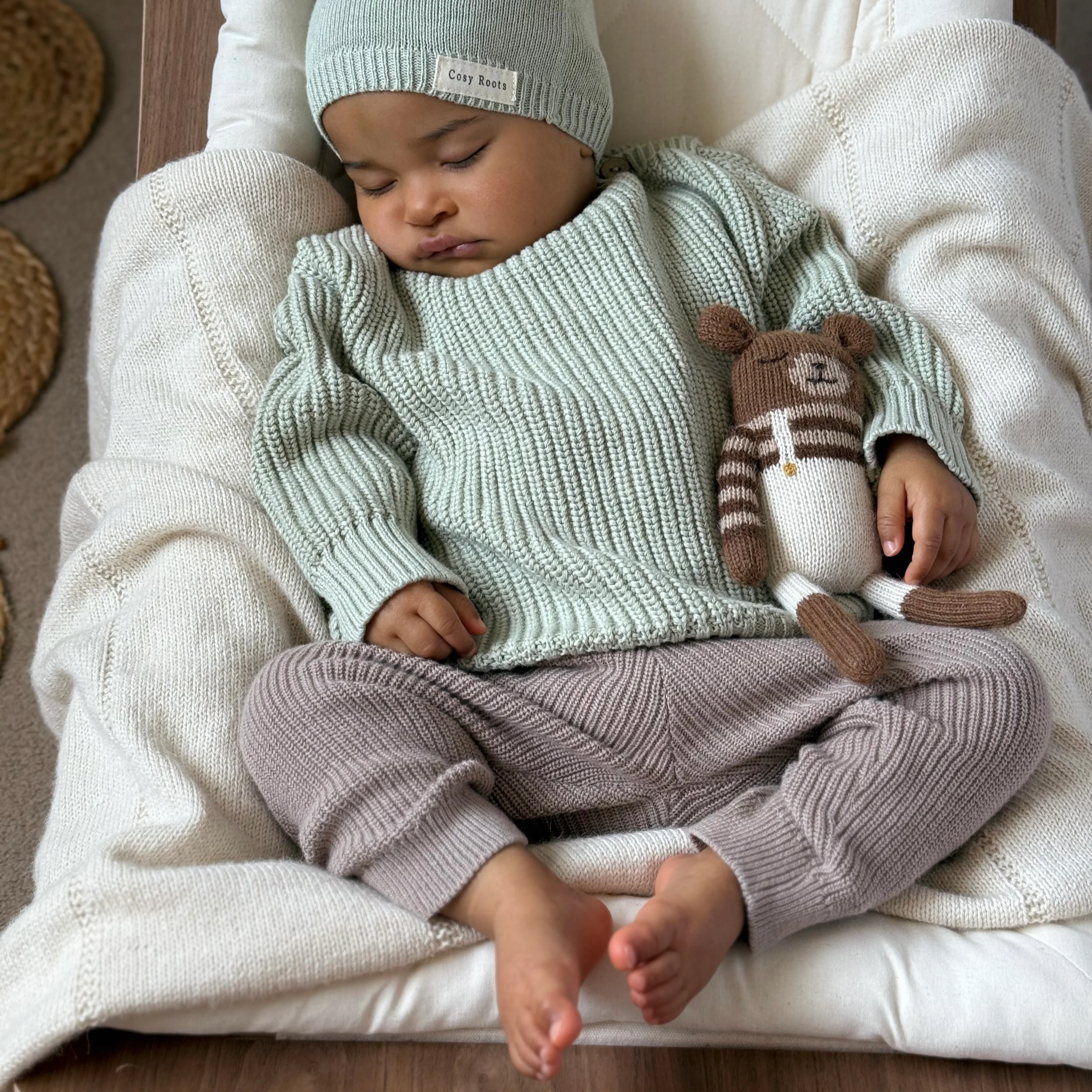 Organic Thin Knit Beanie - Seagrass - Image 3