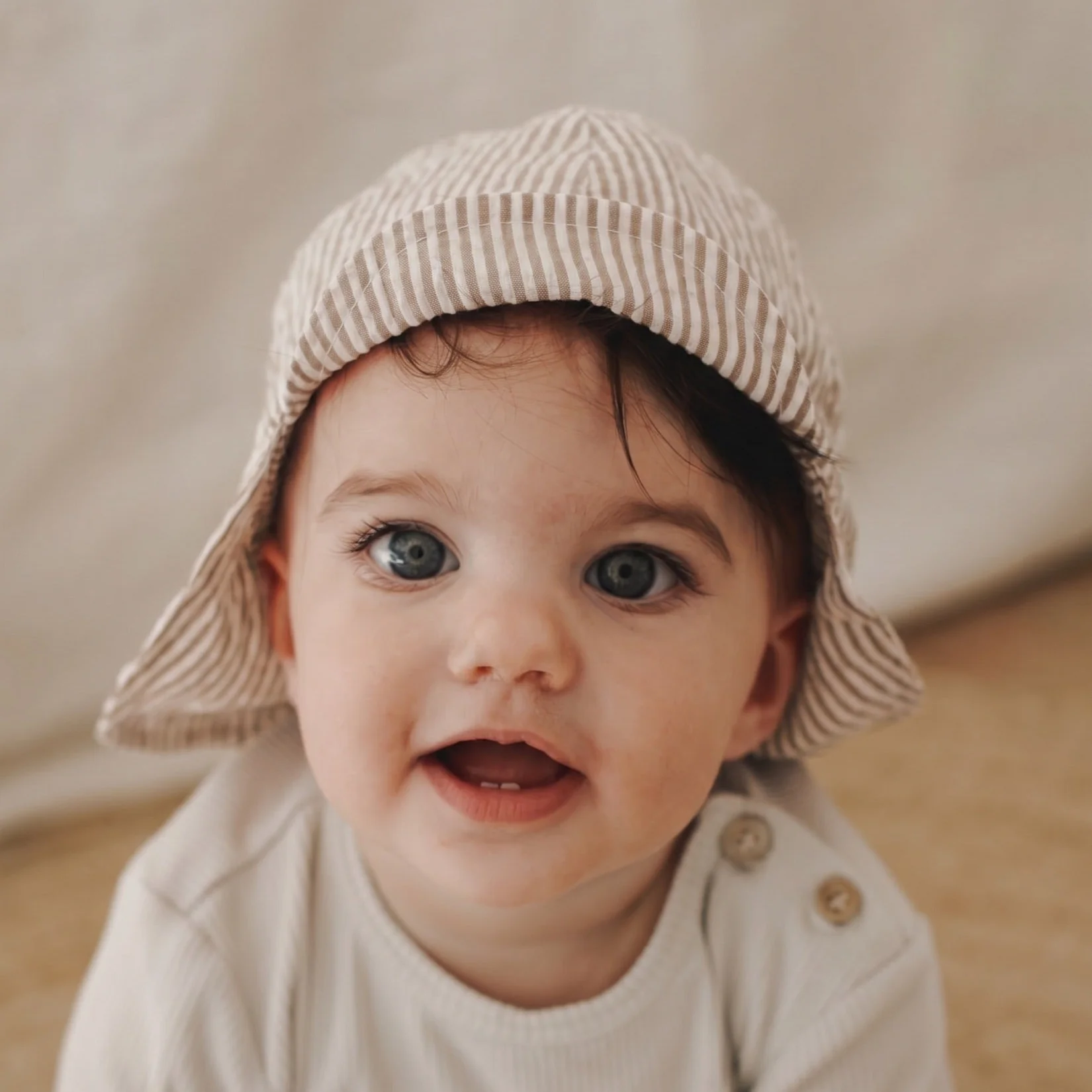 Organic Sun Hat - Caramel Striped - UPF50+ - Image 3