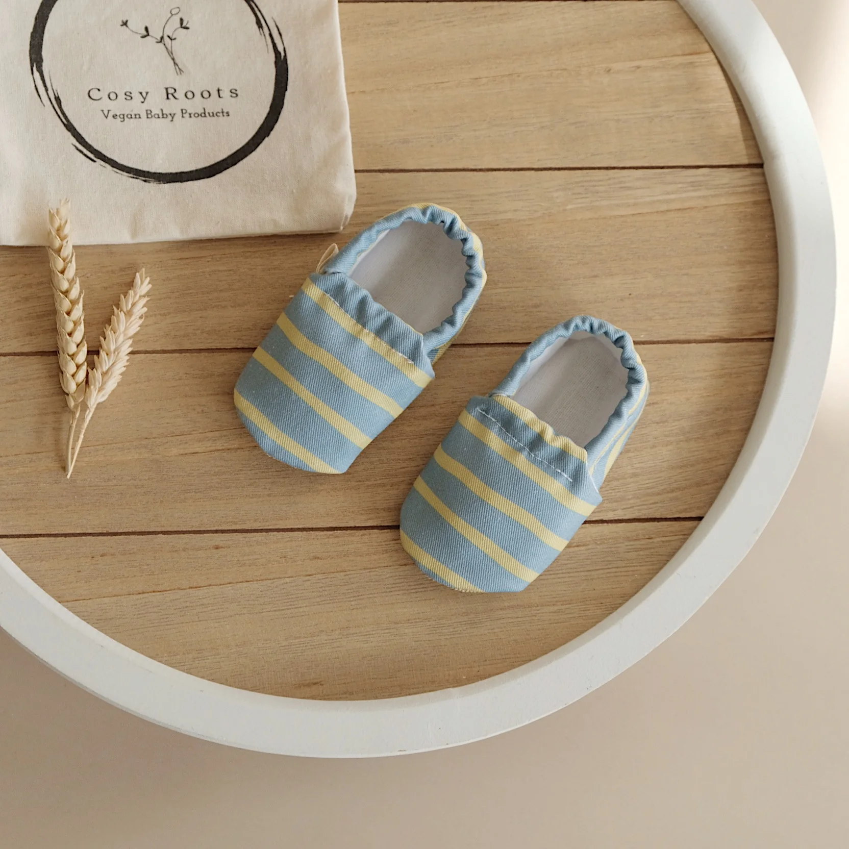 Vegan Shoes - Ocean Lemon (blue/yellow striped)