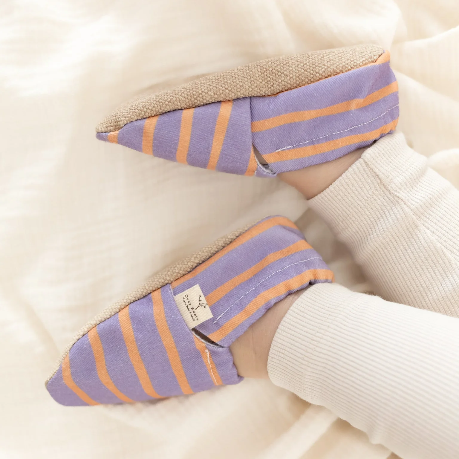 Vegan Shoes - Sunset Sorbet (lavender/orange striped) - Image 6